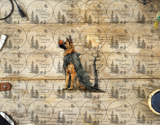 UVDTF German Shepherd with Cloak and Tree