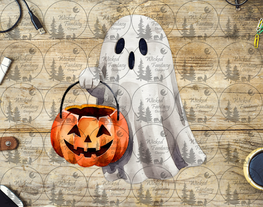 UVDTF Ghost with Pumpkin Bucket