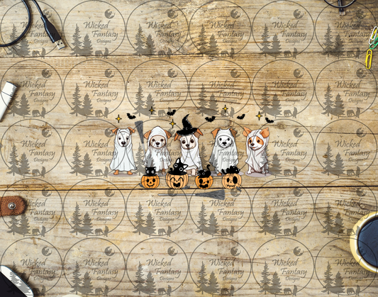 UVDTF Cute Ghost Puppies with Kittens in Jack o' Lanterns