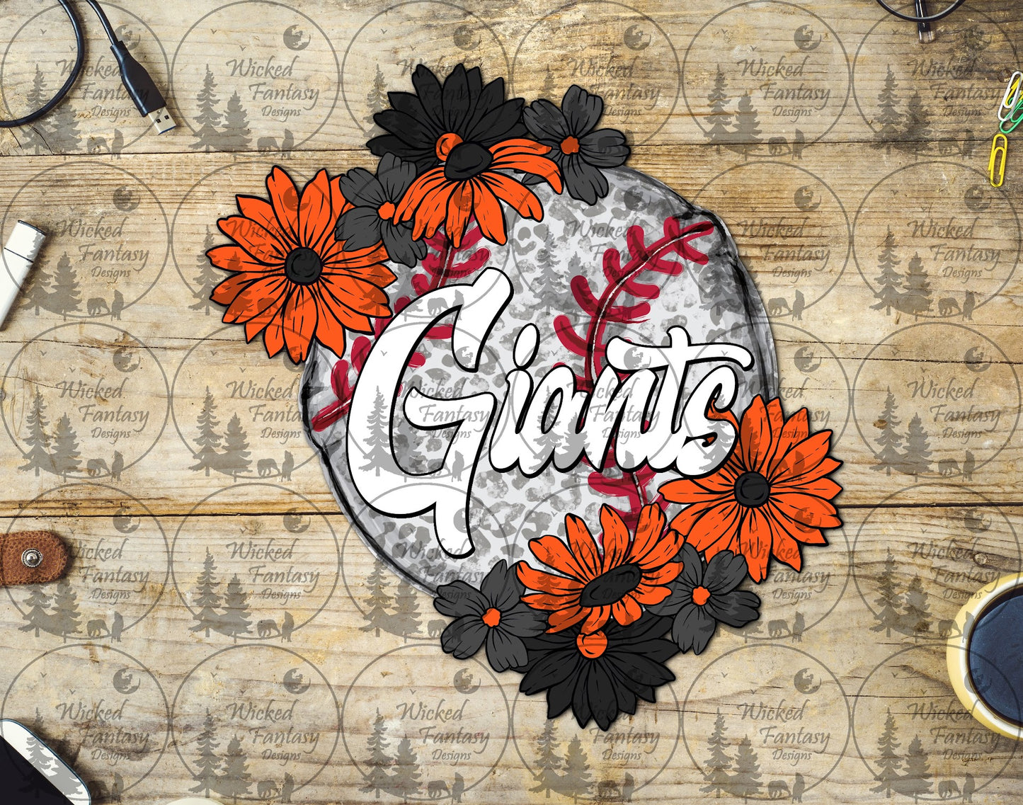 UVDTF Baseball Leopard Floral Giant
