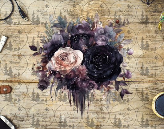 UVDTF Dark Purple and Cream Floral