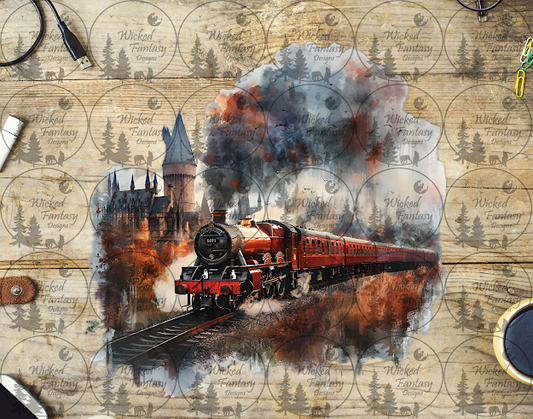 UVDTF Red and Black Steam Engine Passenger Train with Castle