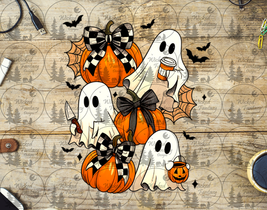 UVDTF Ghosts and Pumpkins with Checkered Bows