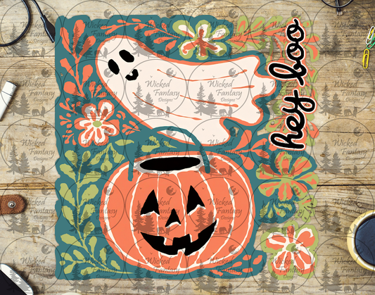 UVDTF Hey Boo Ghost and Jack O' Lantern Basket