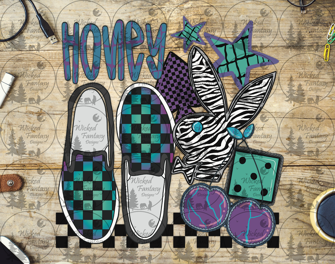 UVDTF Honey Checkered Shoes and Purple Cherries