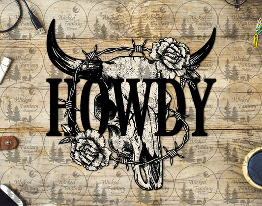 UVDTF Howdy Cow Skull and Barb Wire