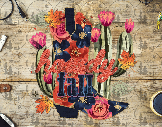 UVDTF Howdy Fall Navy and Rust Boot