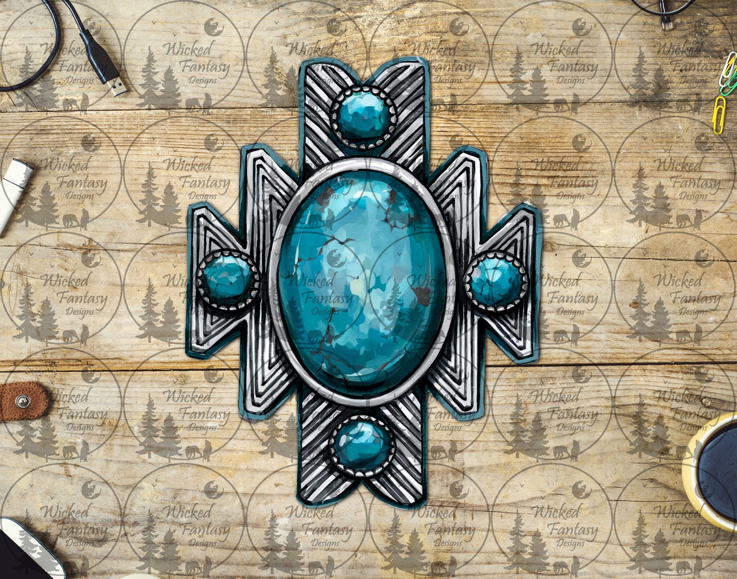 UVDTF Turquoise and Silver Concho