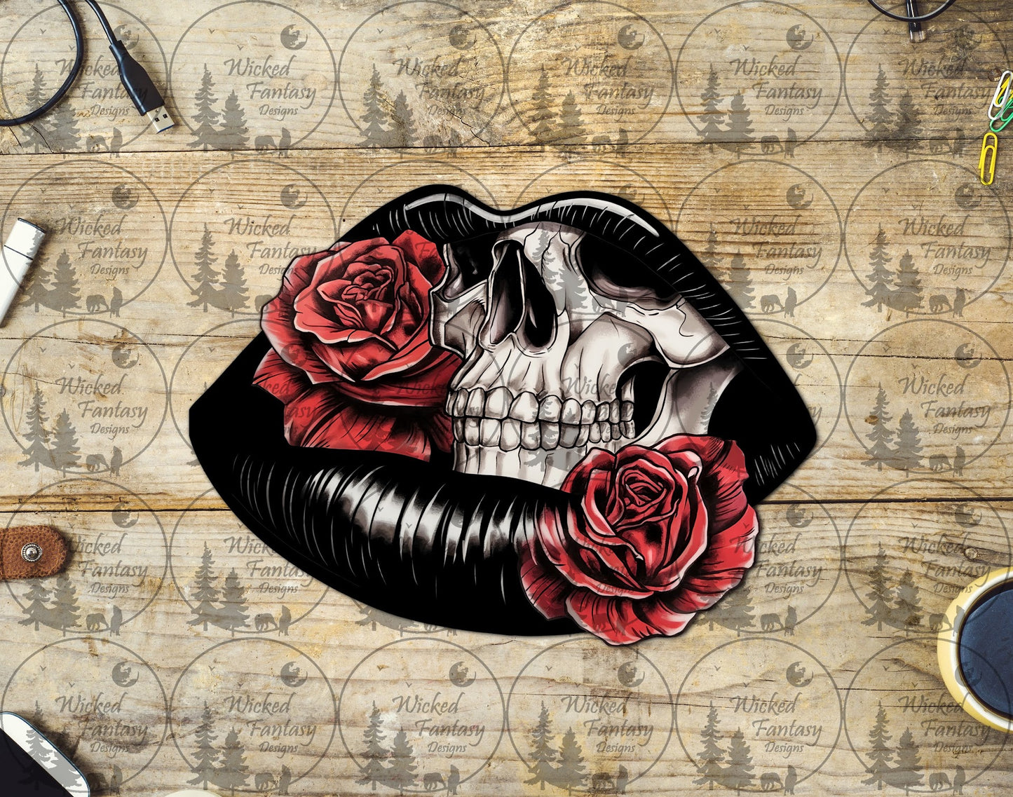 UVDTF Black Lips Skull and Roses