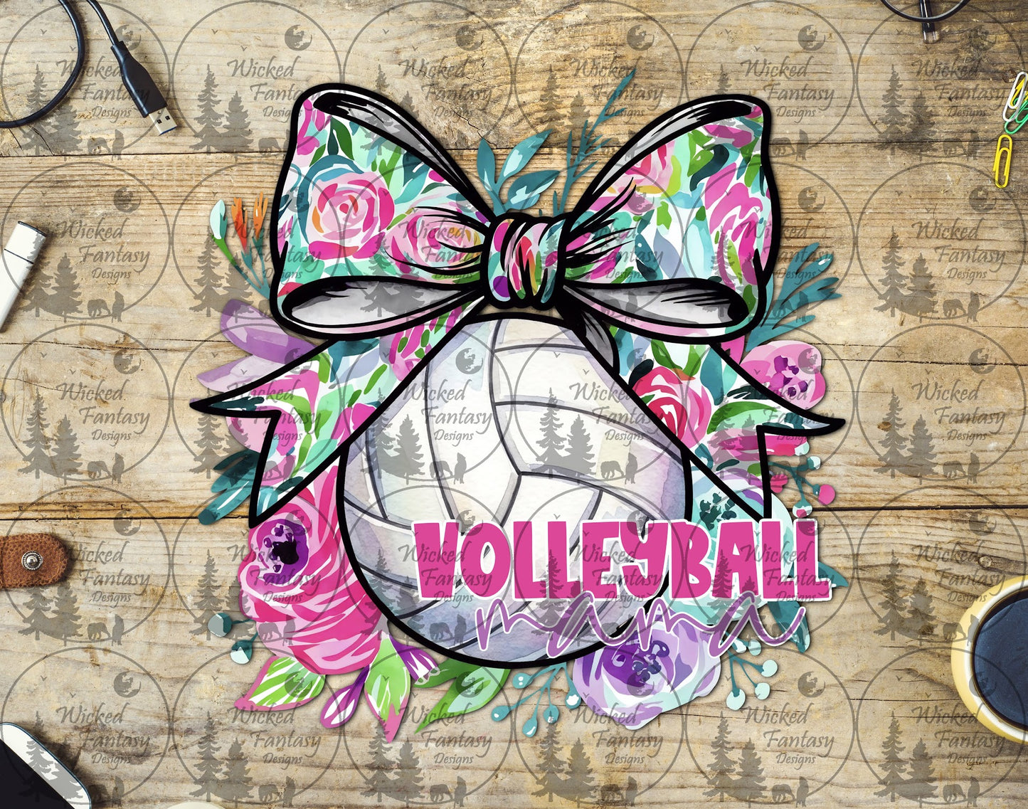 UVDTF Volleyball Mama Floral Bow