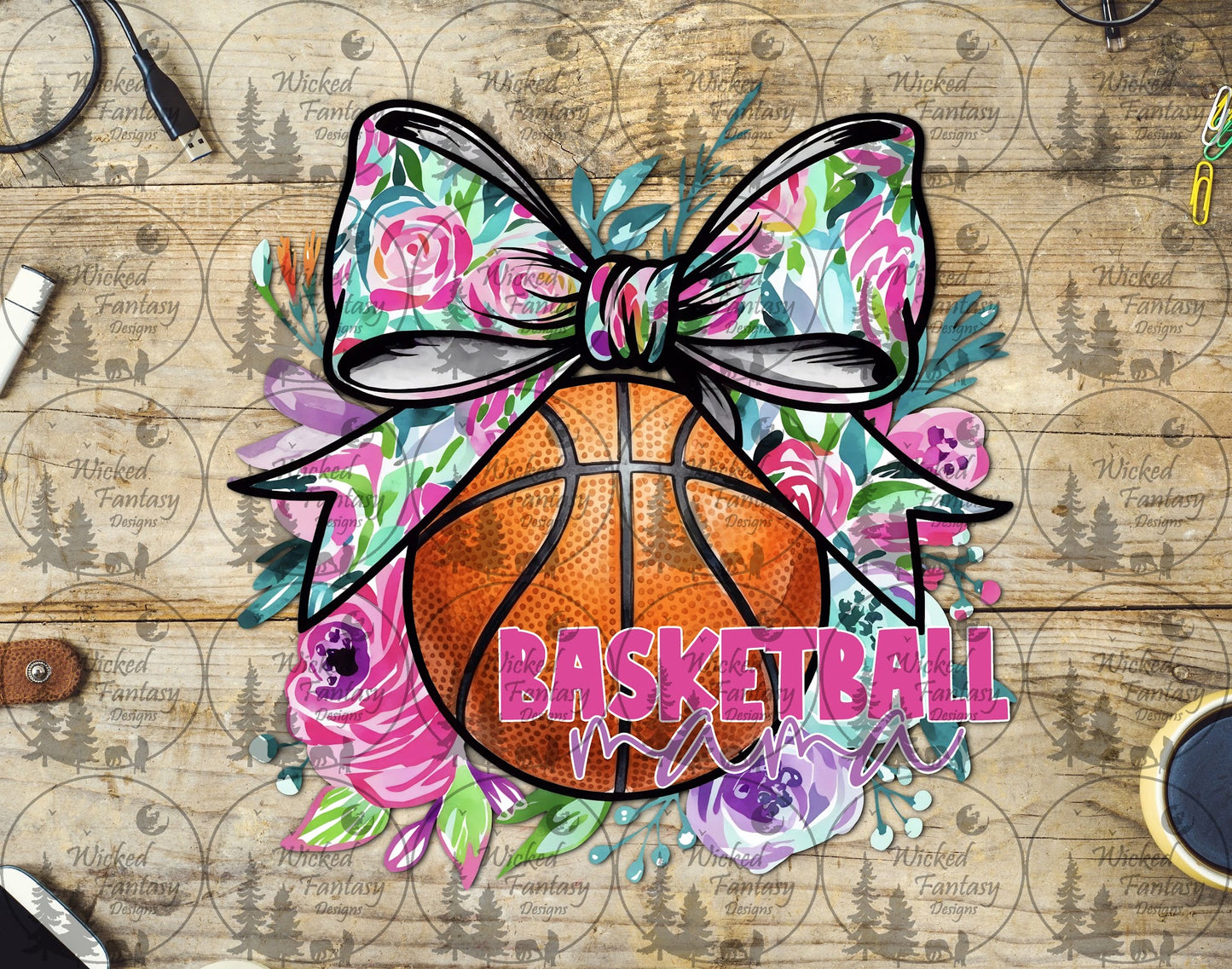UVDTF Basketball Mama Floral Bow