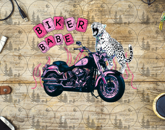 UVDTF Biker Babe with Roaring Leopard
