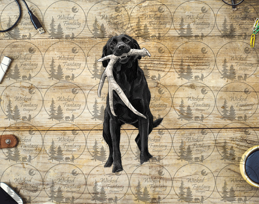 UVDTF Black Lab with Shed Antler