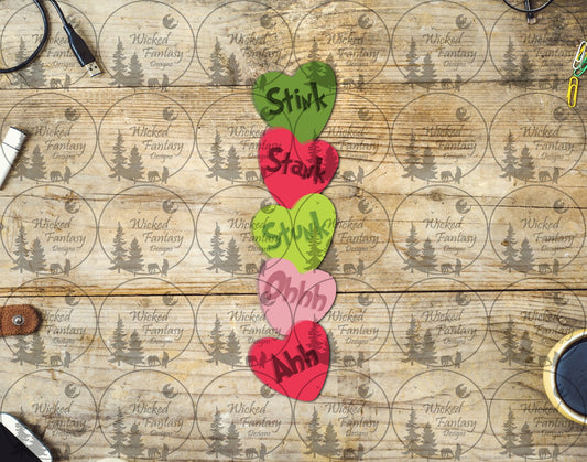 UVDTF Stink Stank Stunk Hearts Vertical Element