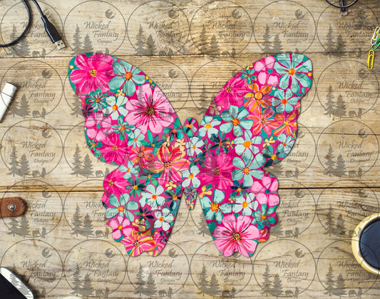UVDTF Pink Floral Butterfly