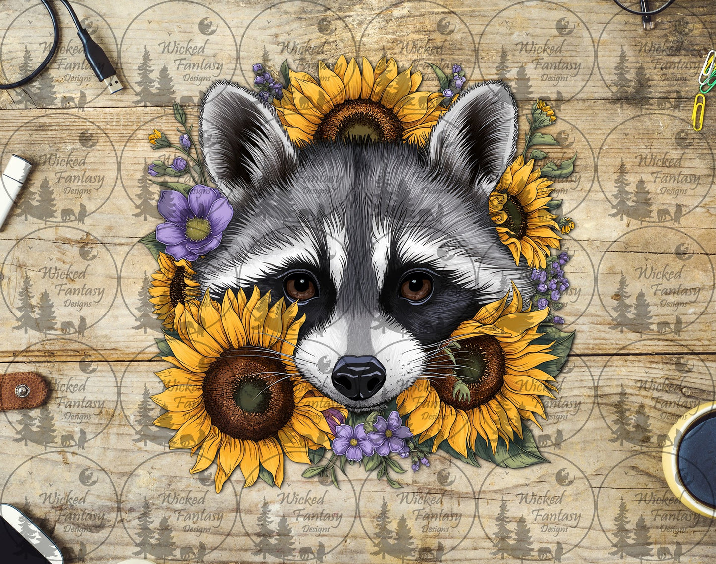 UVDTF Raccoon in Sunflowers