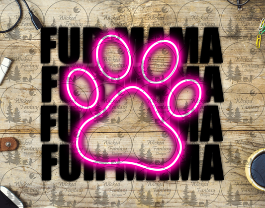 UVDTF Fur Mama Pink Neon Paw