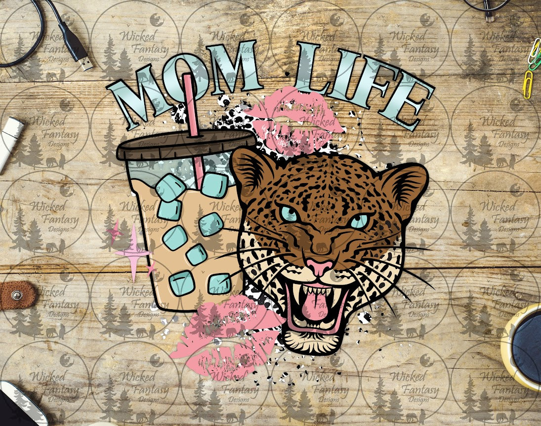 UVDTF Mom Life Iced Coffee Leopard
