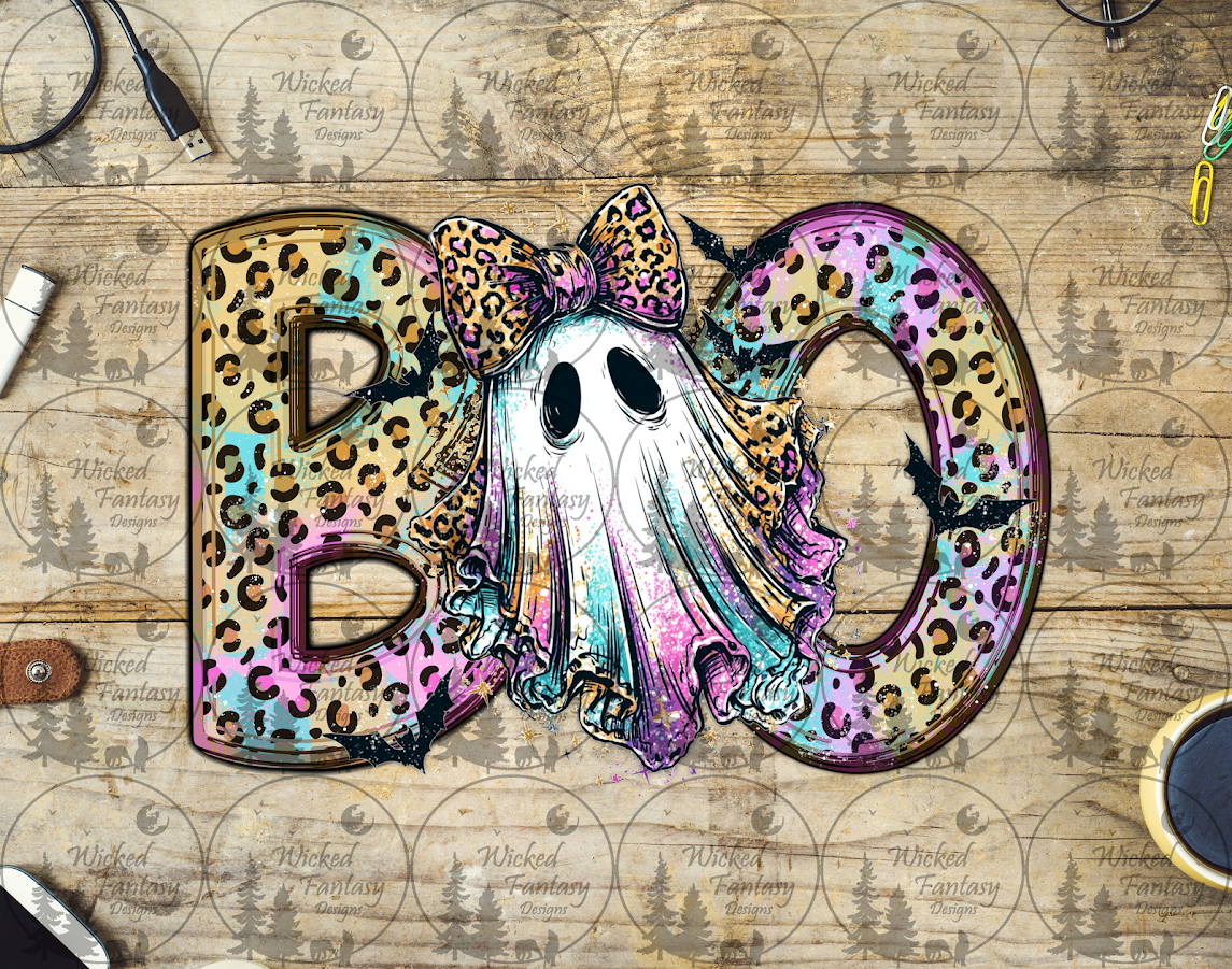 UVDTF BOO Leopard Print Ghost with Bow