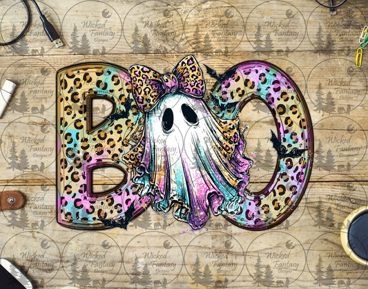 UVDTF BOO Leopard Print Ghost with Bow