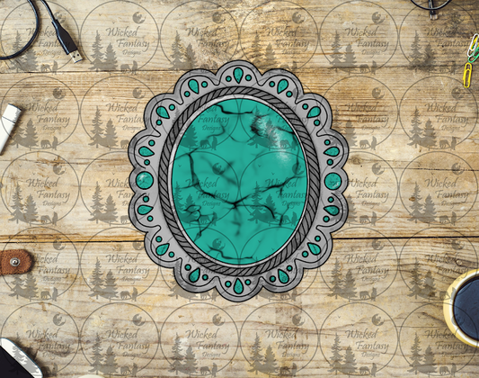 UVDTF Turquoise Oval Concho with Teardrop Stones