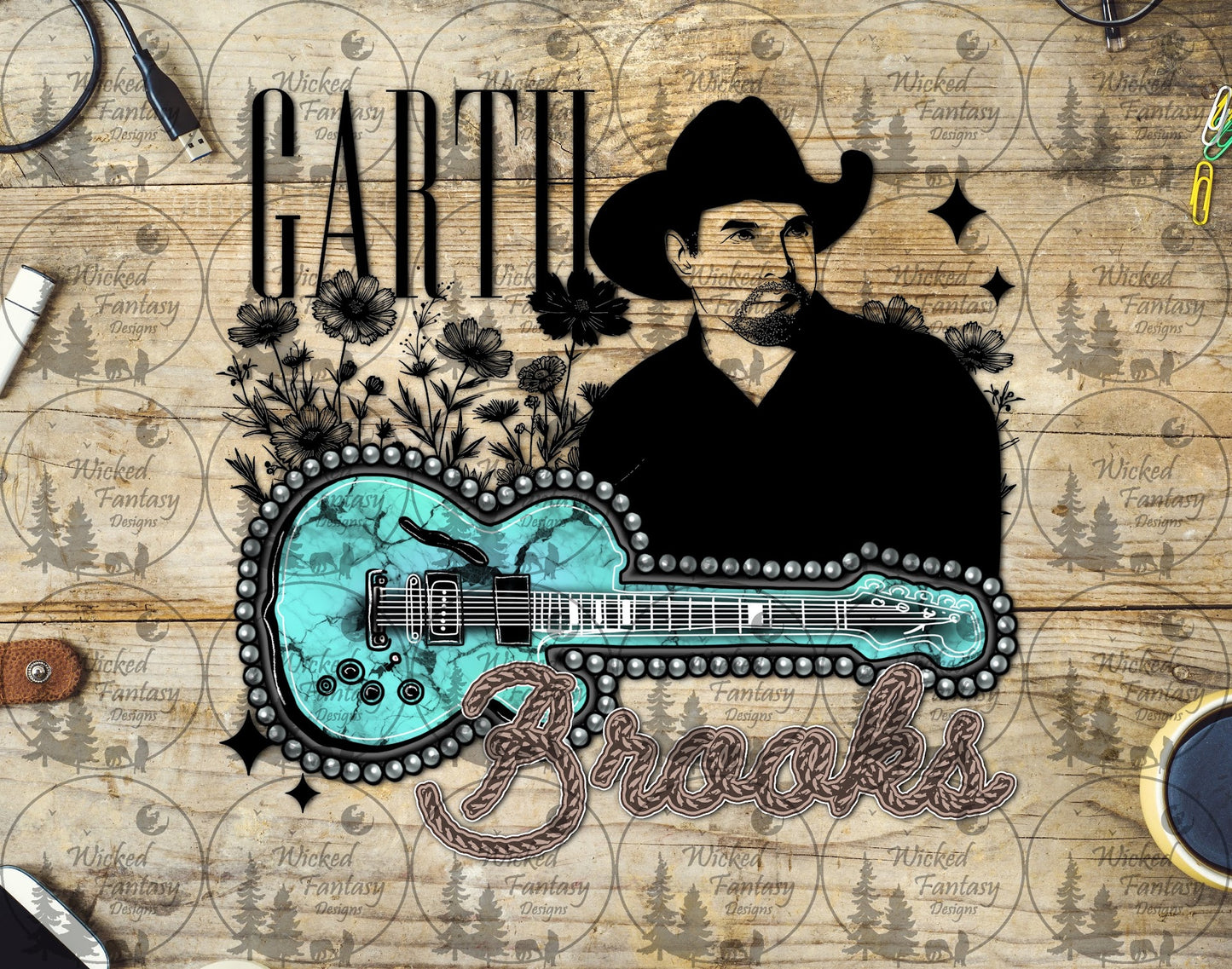 UVDTF Garth Turquoise Guitar