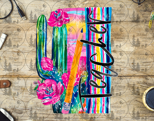 UVDTF Teacher with Cactus