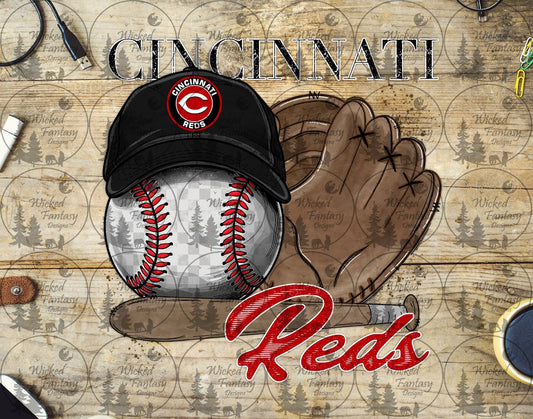 UVDTF Baseball and Hat Cincinnati