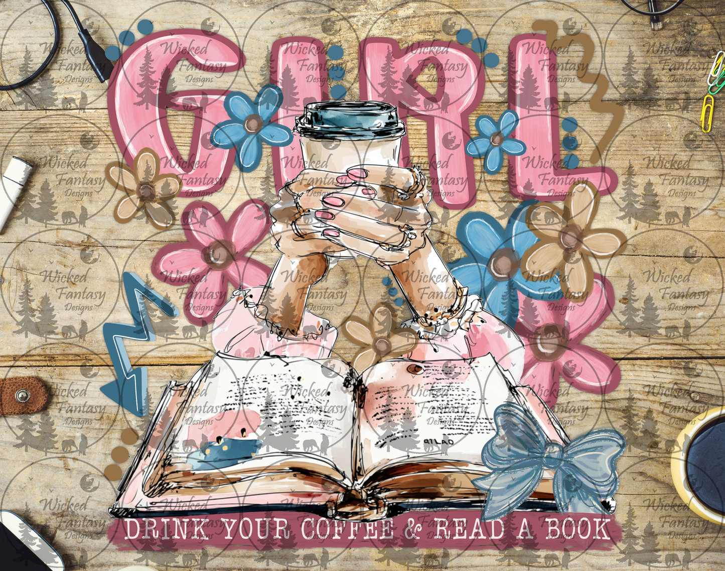 UVDTF Girl Drink Your Coffee and Read a Book
