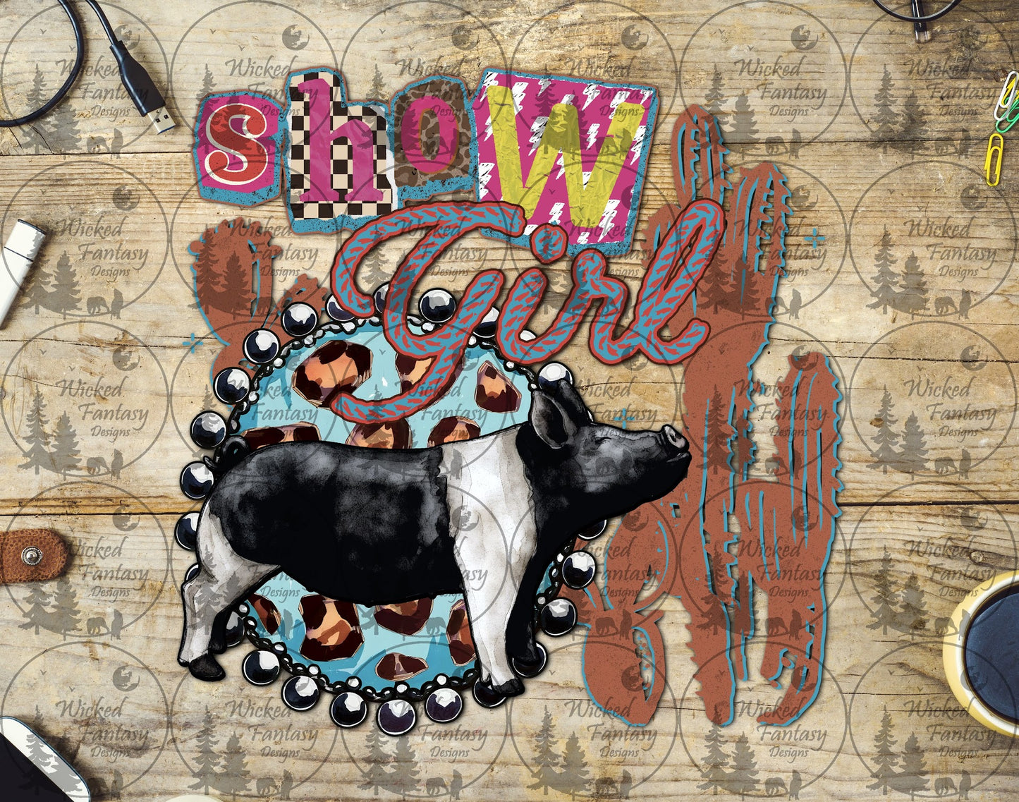 UVDTF Pig Show Girl Concho and Cactus