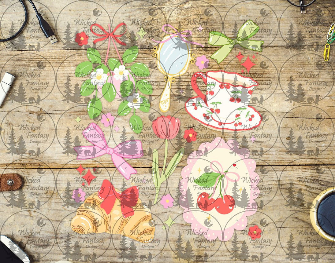 UVDTF Cherry Tea Time Elements 7x9"