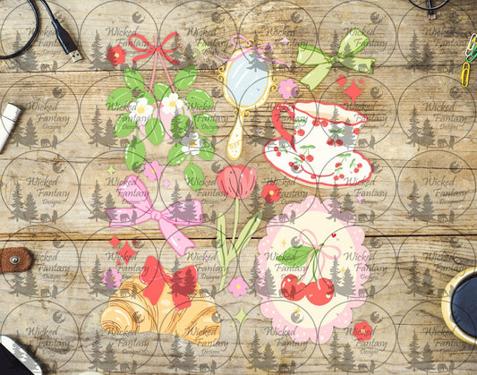 UVDTF Cherry Tea Time Elements 7x9"