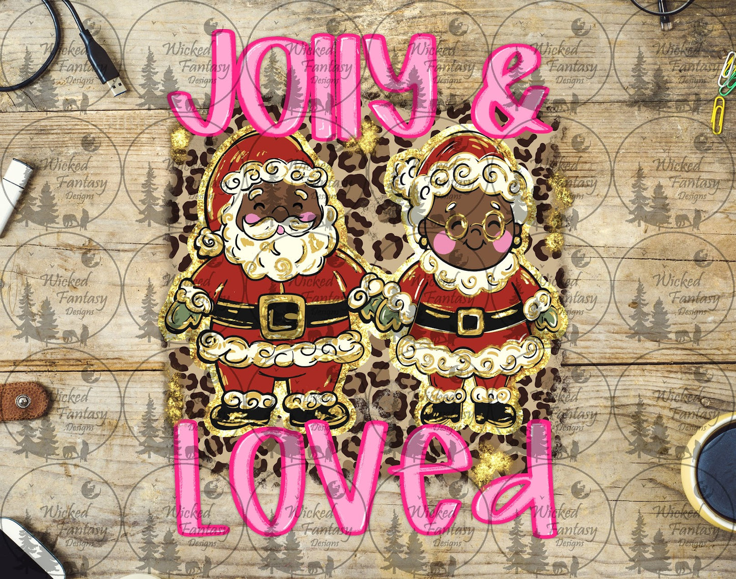 UVDTF Jolly & Loved Leopard Santa and Mrs Claus