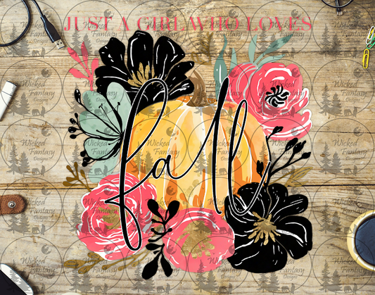 UVDTF Just a Girl Who Loves Fall Black Pink Sage