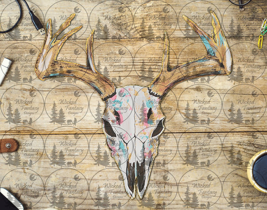 UVDTF Brushstroke Deer Skull with Antlers