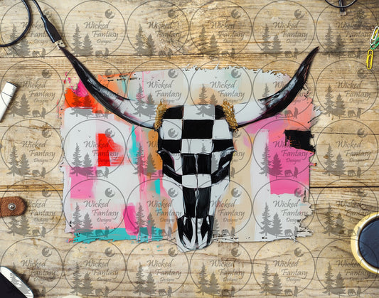 UVDTF Checkered Brushstroke Cowgirl