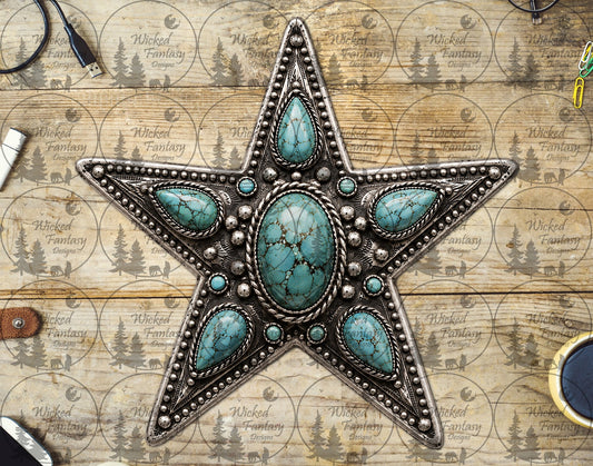 UVDTF Turquoise and Silver Star Concho