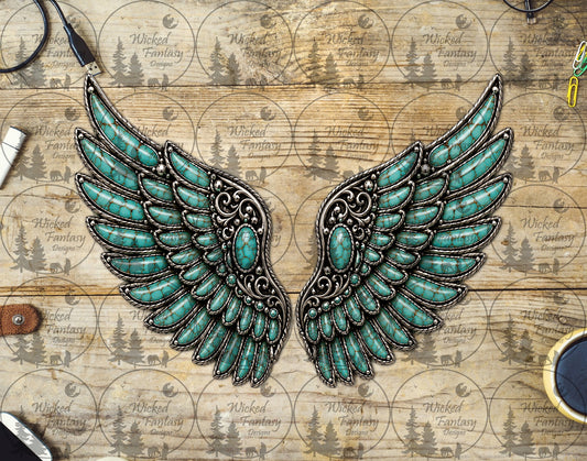 UVDTF Silver Turquoise Wings