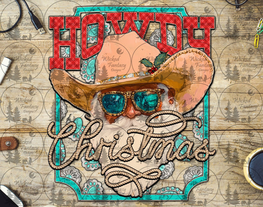 UVDTF Howdy Christmas Turquoise Santa