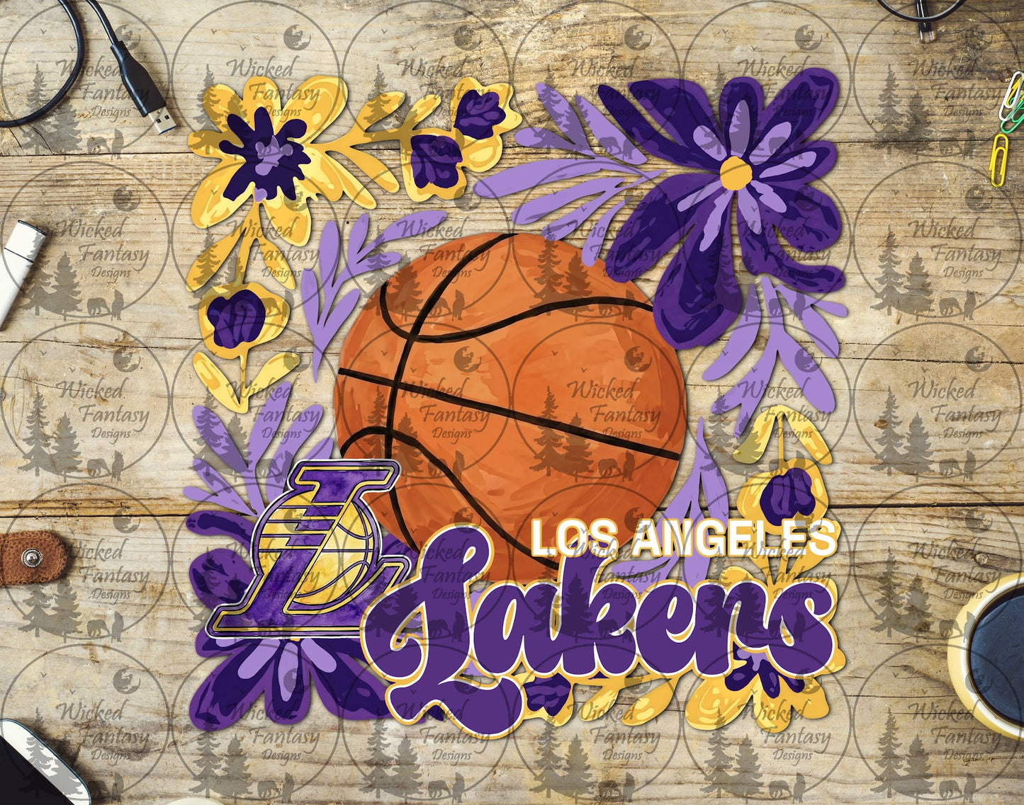 UVDTF Basketball Floral LA