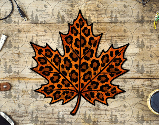 UVDTF Leopard Print Maple Leaf