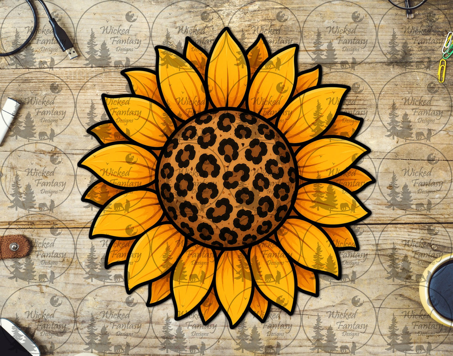 UVDTF Sunflower with Leopard Print