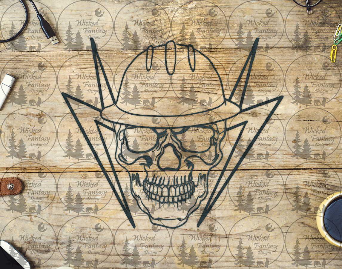 UVDTF Electrician Skull Line Art