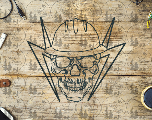 UVDTF Electrician Skull Line Art