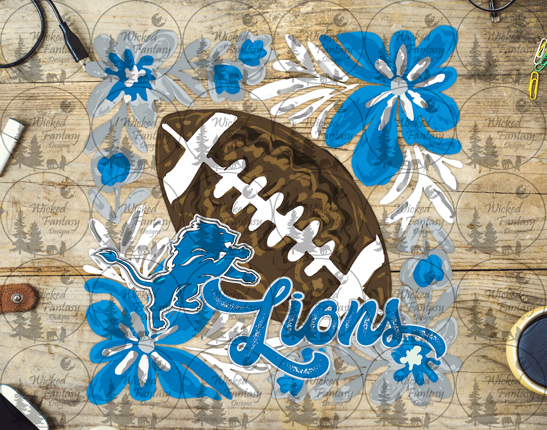 UVDTF Floral Football Lions