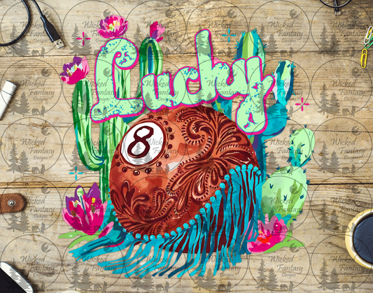 UVDTF Lucky Tooled 8 Ball and Cactus