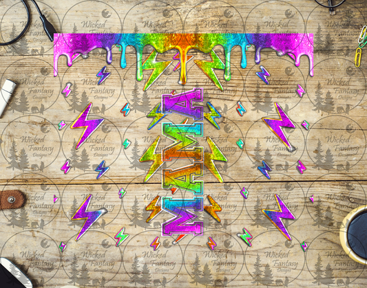 UVDTF Neon Mama with Lightning Bolts 20oz 30oz 10"x10" Element