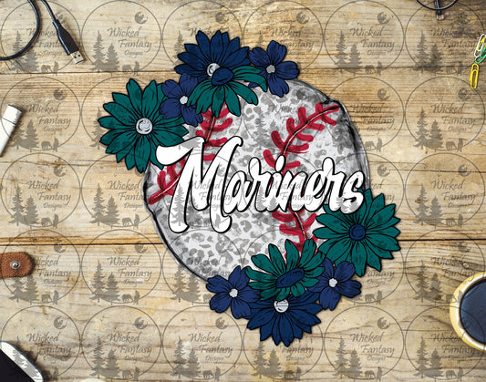 UVDTF Baseball Leopard Floral Mariner