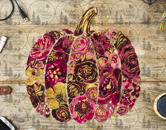 UVDTF Burgundy Floral Pumpkin