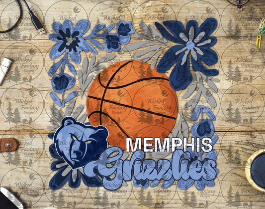 UVDTF Basketball Floral Grizzlies